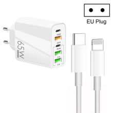 Buy 65W Dual PD + 3USB EU Charger With Type-C To 8 Pin Cable in Egypt