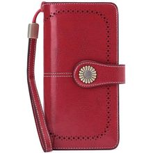 اشتري Fashion (Red)Genuine Leather Fashion Brand Women Wallets Long Large Capacity Clutch Purse Zipper Phone Wallet RA في مصر