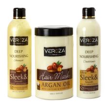 اشتري Veroza Argan Oil & Caffeine Hair Care Set  3 Pcs Shampoo 500 Ml  Conditioner 500 Ml  Hair Mask 1000 Ml في مصر