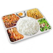 Buy Stainless Steel Rectangular Divided Dinner Tray- 6 Sections in Egypt