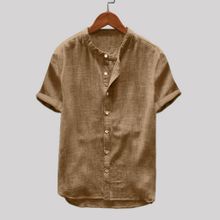 اشتري Fashion Hiamok Men's Baggy Cotton Linen Solid Color Short Sleeve Retro T Shirts Tops Blouse في مصر