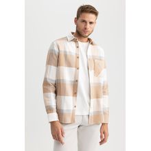 Buy Defacto Man Woven Regular Fit Polo Neck Long Sleeve Shirt in Egypt