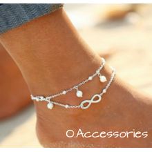 Buy O Accessories Anklet White Pearls _silver Chain_ Infinity in Egypt