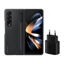 Buy Samsung Note Package Galaxy Z Fold4 Cover With Pen , 25 W Power Adapter Official Standing,smart Phone Cover With Pen Black Leather in Egypt