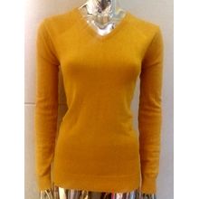 Buy Women V-Neck Solid Pullover - Mustard in Egypt