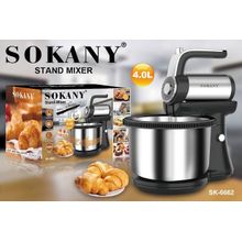 اشتري Sokany Stand Mixer Capacity: 4.0L Power:1000W Gross  SK-6662Conically shaped beater for maximum air incorporation1000W motor power for even the toughest mixture 5 SpeedsSeamless mixing for the airy batter non-automatic driven 4.0 Liter bowl for thorough mixingEasy beater ejection buttonSuction feet for stable mixingKeeping your cables tidy is easy with the cord clip. في مصر