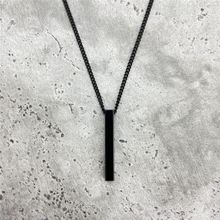 Buy Fashion (black 50 Cm)Fashion Rectangle Men Pendant Necklace Classic Stainless Steel Cuban Chain Necklace For Men Jewelry Gift JIN in Egypt