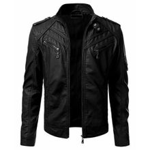 Buy Men Winter Imitation Leather Jacket Biker Motorcycle Zipper in Egypt