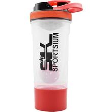 اشتري Sk 700ML Protein Powder Shaker Bottle With Handle, Mixer Ball & Twist-and-Lock Storage, Red في مصر