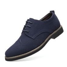 Buy Mens Leather Round Head Lace Up Male Casual Shoes Big Size Blue in Egypt