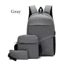 Buy 3 Pieces Laptop Backpack Bag Unisex - Gray in Egypt