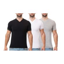 اشتري Forma Men Half-Sleeve V Neck Lycra Undershirt 3-Pack - Multicolor في مصر