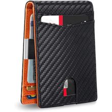 اشتري Slim Wallet for Men Genuine Leather RFID Blocking Bifold Minimalist Front Pocket Mens Wallet with Money Clip في مصر