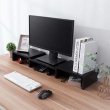 اشتري Modern Home Adjustable Length Dual Monitor Stand - Black في مصر