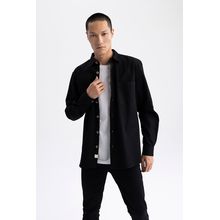 Buy Defacto Man Regular Fit Polo Neck Woven Long Sleeve Shirt in Egypt