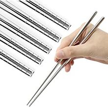 اشتري Stainless Steel Chopsticks Reusable Lightweight 304 Metal Chopsticks Dishwasher Safe - 5 Pairs في مصر