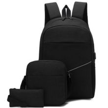 اشتري 3 Pieces Laptop Backpack Bag Unisex - Black في مصر