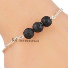 Buy RA accessories Women Bracelet With Black Lava Stones-  Stainless Silver-Chain in Egypt