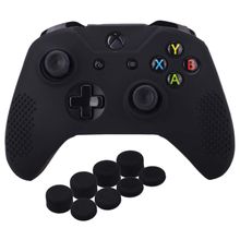 Buy Studded Silicone Cover Skin Case for Microsoft Xbox One X & Xbox One S Controller x 1 with Pro Thumb Grips 8 Pieces(Black) in Egypt