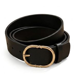 Women's High Quality Leather Belt With Golden Buckle Elegant Fashion And Distinctive Black, 5651-19, pcs1