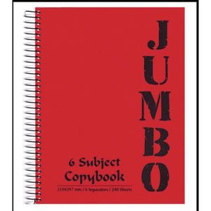 mintra دفتر مقسم جامبو A4 - 240 ورقة، 6 فواصل، غلاف بلاستيكي