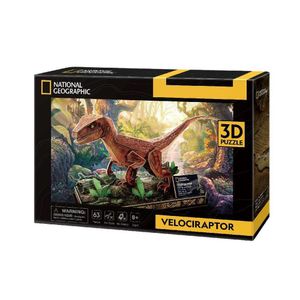 Cubic Fun National Geographic 3D Puzzle Velociraptor Dinosaur 63 Pieces - DS1053h
