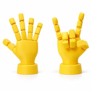 Dazzler BendyHand Fully Articulated 3D Hand Model, Yellow, Poseable Fingers with Base Stand