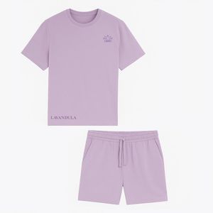 LAVANDULA طقم بيجامة ”لافاندولا“ للبنات من القطن، يتألف من بلوزة بأكمام قصيرة وشورت برباط، ملابس نوم ناعمة ومريحة