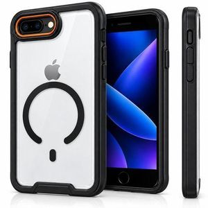 360 Degree Protective Case for iPhone 7 Plus – Clear with Black Frame and Camera Protection