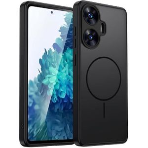 X-Tech Matte Mobile Case Compatible with Oppo Realme C55 with Camera Protection, Slim Shockproof Cover, Decorative Magnetic Ring (Does Not Support Wireless Charging) - Black
