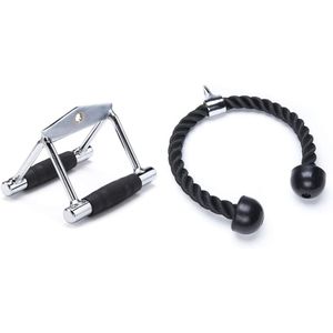 Black Mountain Products Cable Machine Attachment Combo - V Bar and Tricep Rope