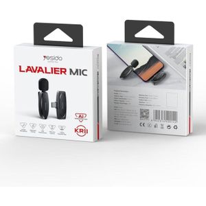 Yesido ميكروفون لافالير لاسلكي KR11 بزمن انتقال منخفض مع مستقبل Type-C