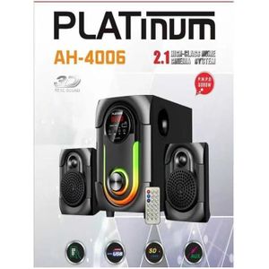 Platinum  Bluetooth Subwoofer Speaker 2.1  Home Cinema System, 6000W with Remote Control, RGB LED Light, USB, SD, AUX - Model AH-4006