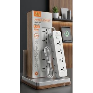 مشترك كهربائي ذكي 5 مخرج مع منافذ USB وسلك 2 متر – قدرة 2500 واط مع مفتاح تشغيل آمن (MODEL: 315U)