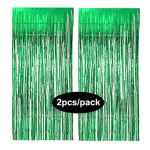 2-Pack Metallic Tinsel Foil Fringe Curtains Party Photo Backdrop Decor
