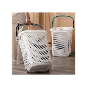 Aska Plastic washing basket with wheels and a large handle