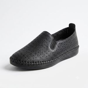 Comfortable women's orthopedic shoe with imported leather and silicone rubber sole - Model 16-101-2 - Black