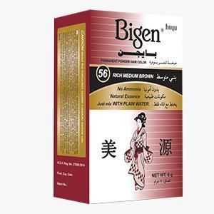 Bigen بيجين صبغة شعر بودرة دائمة بني متوسط غني رقم 56، 6 جم