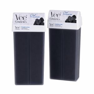 Vee Cosmetics Coal Depilatory Wa* Cartridge, 2 Pcs (2 × 100ml), Roll-On Hair Removal Wa* for Smooth Skin, Suitable for All Skin Types