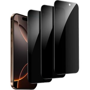 حامي شاشة الخصوصية مع تغطية كاملة، زجاج مقسى 9H، سهل التركيب، خالٍ من الفقاعات، مضاد للتجسس، مضاد لبصمات الأصابع، مقاوم للخدوش، وحماية بتقنية عسكرية لهاتف iPhone 16 Pro Max بحجم 6.9 بوصة، 3 قطع