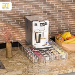 BEST MEDIA  Acrylic K-Cup Holder with Drawer Clear Pod Organizer Case Holds up to 36 Capsules Space-Saving Storage Drawer for Kitchen Counter Coffee Station and Office Use