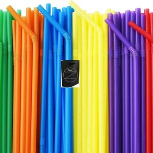 500 Pack Colors Flexible Drinking Straws with Zigor Special Bag