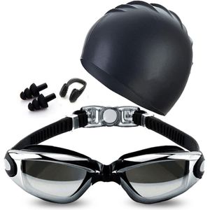 مجموعة غطاء الرأس ونظارات السباحة السيليكون المضادة للضباب (قطعة واحدة)