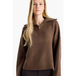 Oversize Fit Polo Collar Half Zip Knit Pullover