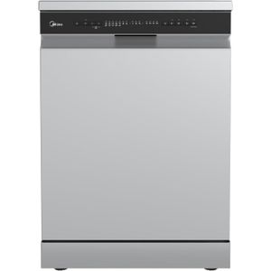 Midea غسالة صحون MDWPF1433C(S)-W-EG تتسع لـ 14 طقمًا من ميديا، حوض بلاستيكي، رفين + رف صغير، واي فاي، فتح تلقائي، عناية مكثفة، قفل للأطفال، نصف حمولة، مؤشر مساعد الشطف، أذرع رش عادية، لون فضي