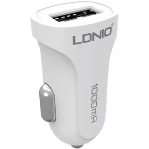 LDNIO شاحن سياره مع كابل لايتننج حجم صغير لون ابيض