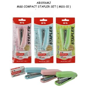 M&G Chenguang Compact Mini Stapler Set with 1000 No. 10 Staples – 2-in-1 Value Set, Assorted Colors - 1pcs - No: ABS916MJ