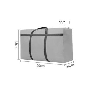Foldable Oxford Material Storage Bag Organizer With Zips Reinforced Grey 90x48x28cm