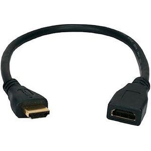 HDMI Male To Female Extension Cable Fits Multi Devices 25 CM - Black