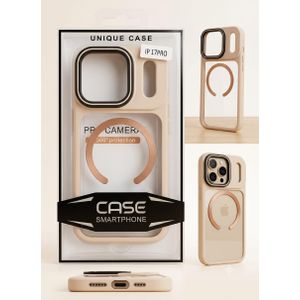 Case for iPhone 17 Pro – MagSafe Compatible Clear Back Cover with 360° Camera Protection-Beige / Cashmere 